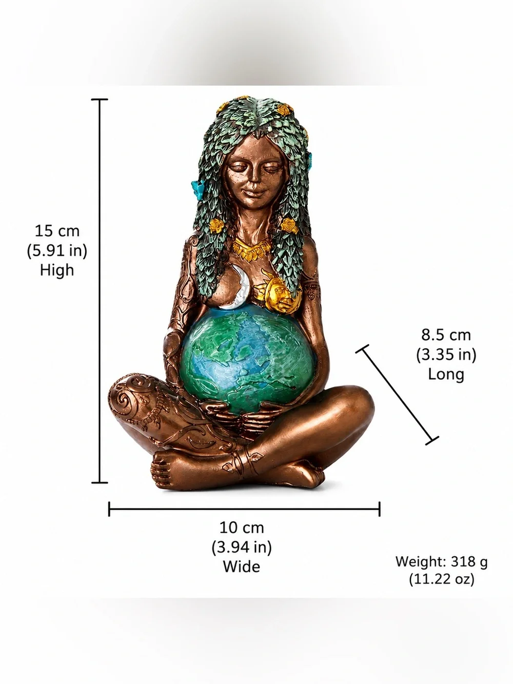 Mother Earth Gaia Goddess Figurine Globe Statue Celestial Nature Home Decor